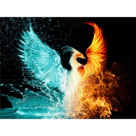 YSCOLOR Diamond Painting Water and Fire Phoenix DIY Diamond Painting Cross Stitch Decorative Embroidery for Home Chinese Traditional Phoenix 30 x 40 cm