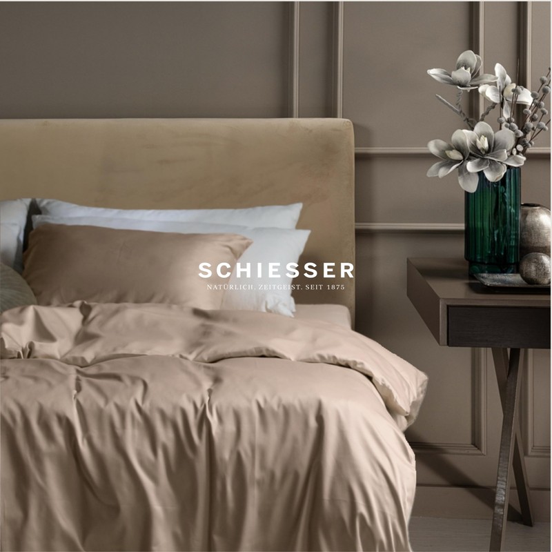 Schiesser Ella Cushion Cover Set, 2-Piece Set, Plain, Satin, 100%