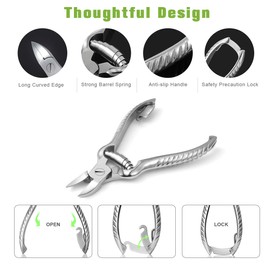 BEZOX High Performance Nail Scissors for Thick and Ingrown Nails with Leather Case Packaging, Nail Clippers with Practical Closure Buckle, Non-Slip Handle Nail Clippers