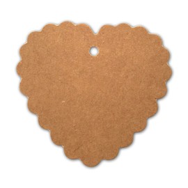 LWR CRAFTS 100 Hang Tags Scalloped Heart with Jute Twines 30m(6.3cm x 6cm, Kraft)