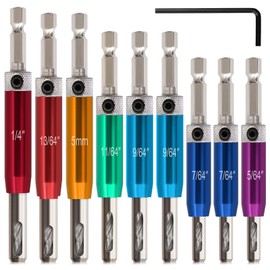 K Kwokker 9PCS Hinge Drill Bit Set, Self Centering Drill Bit Set 1/4" Hex Shank High Speed Steel(HSS) for Hinges Hardware Pilot Hole Drill Bit Cabinet Wood Window Door Pilot Hole Woodworking Tools