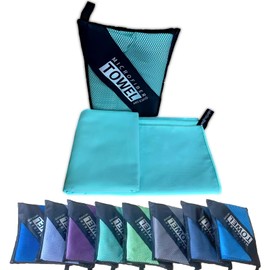 isuaia - Toallas reutilizables de secado rápido, toalla de viaje de microfibra, toalla de baño ligera comprimida para playa, senderismo, gimnasio, yoga, viajes, deportes, natación mochila (color verde