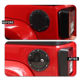 SQQP - Cubierta para depósito de gasolina para puerta de llenado de combustible JK, accesorios exteriores para puerta de combustible de aluminio para Jeep Wrangler JK 2007-2018 y Unlimited Sport Rubicon Sahara 2/4 puertas (fibra de carbono)