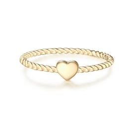 Glanzstücke München Women's Ring Heart Sterling Silver Yellow Gold-Plated – Women's Jewellery Friendship Rings Thin Plug-In Ring Heart Ring, Silver, No Gemstone