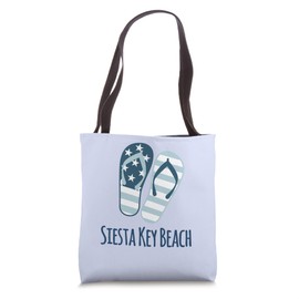 Siesta Key Blue Stripes Nautical Coastal Beach Flip Flops Tote Bag