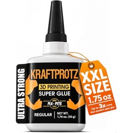 ARKA - Kraftprotz Impresión 3D 50 g Super Pegamento Extra Fuerte Ideal para pegar PLA, ABS, PETG y TPU Incluye Punta Especial para Evitar Secado Líquido Super Pegamento