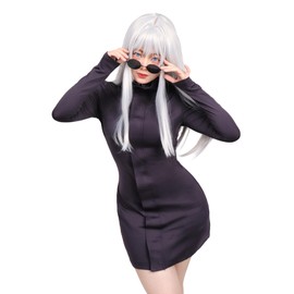 DAZCOS Satoru Cosplay Costume Women US Size Purple Dress with Glasses (XL)