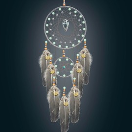 Dream Catchers for Kids Luminous Viking Shield Dream Catcher Boys Girls Bedroom Handmade Feather Decoration Wall Hanging