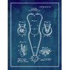 Stethoscope Patent Print Midnight Blue with Border (5" x 7")