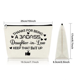 Sazuwu Daughter in Law Gifts from Mother in Law Makeup Bag Thank You for Being My Daughter In-Law Gift Cosmetic Organizer Bag Travel Birthday Christmas Mother's Day Wedding Present