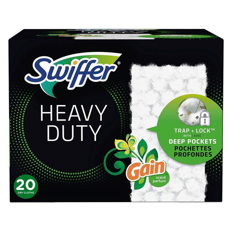 Swiffer Sweeper Heavy-Duty Dry Cloth Refill, Gain Scent, White, 20/Pack
