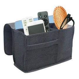 RETHINK YOUR ROOM Bedside Caddy Organizer for Bunk Bed, Loft Bed, and Dorm, Storage for Phone, Tablet, Remote, Magazines, Water Bottle, Perfect for College Dorm Room Essentials – Warsaw Grey