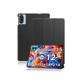 Case for Blackview Mega 2 12 inch Tablet 2025, yystao Slim Stand Tri-Fold Hard Protective Case Cover Compatible with Blackview Tablet Mega 2, Shockproof & Dustproof, Black