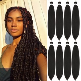 Braiding Hair Pre Stretched 16 Inch 8 Packs Pre Stretched Braiding Hair For Braiding For Braids Soft Locs Hot Water Setting Soft Yaki Texture Easy To Twist(16Inch,#4)
