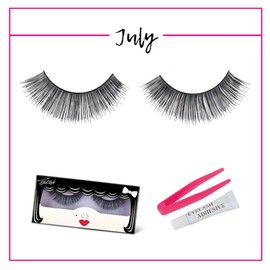 GladGirl | ‘July’ Strip Lash Kit | 100% Human Hair Lashes On Black Band | Handmade & Cruelty-Free Natural False Eyelashes | Reusable with Lash Adhesive & Applicator