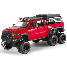 FRJV Toy Trucks for Boys 1/32 Diecast Trucks Mammoth Model Truck,Collectible Pickup Truck Model Kit,Pull Back Cars with Lights and Sounds,Toy Trucks for Boys Age 4-7（Red）