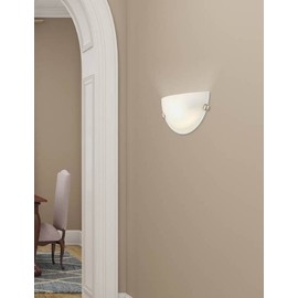 Livex Lighting 4271-91 Home Basics 1 Light Brushed Nickel Wall Sconce with White Alabaster Glass