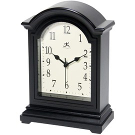 Infinity Instruments Miniature Grandfather Clock for Mantle, Vintage Tabletop Clock with Antique Design, 9"x6", Black