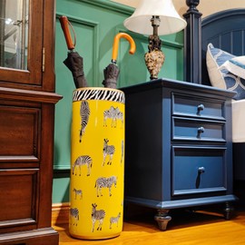 HOZUSO Umbrella Racks Porcelain Ceramic Umbrella Zebra Print Stand Umbrella Holder Modern Style Floor Vase for Storing Canes Walking Sticks for Entryway Indoor 24‘’High