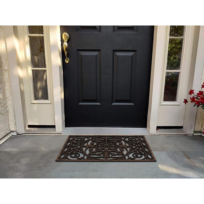 A1 Home Collections Rubber Grill Doormat, Elegant Star Pattern