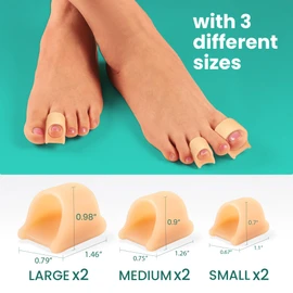 Welnove Hammertoe Corrector - 6 Pack Toe Splints - Soft Gel Toe Straighteners - Realign Bent, Curled, Crooked, Claw, Hammer Toes - Toe Corrector for Men and Women, 3 Different Sizes (Beige)