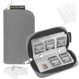 Estuche para Tarjetas de Memoria Eco-Fused - Cabe hasta 22x SD, SDHC, Micro SD, Mini SD y 4X CF - Soporte con 22 Ranuras (Gris)