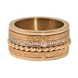 Quiges Rose Gold Stainless Steel Cubic Zirconia Stacking Ring Combination Ring Set with 4 Filling Rings and 1 Base Ring Set, Stainless Steel, Cubic Zirconia