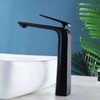 TOCALOCA Black Bathroom Faucet Tall Vessel Sink Faucet Matte Black
