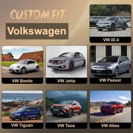 Joy Forserve Front Car Seat Covers for Volkswagen,Leather Waterproof Seat Protector Custom Fit Volkswagen VW Beetle Jetta Passat Tiguan Taos Atlas ID.4,2 Pack,Black