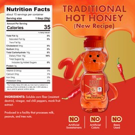ChocZero Hot Honey, Sugar Free Spicy Honey, New Recipe, Keto, Vegan, All Natural, Infused with Red Chili Peppers, 10.5 Ounce (Pack of 1)