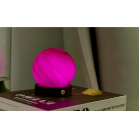 Gingko AstraGlass Lamp (Lamp), Walnut Wood and Glass, Mini, Sand Storm