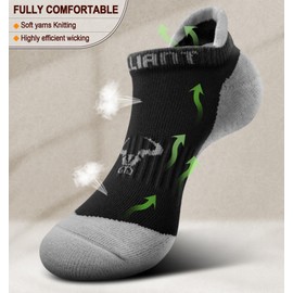 BULLIANT Mens Socks, Athletic Ankle Socks No Show For Men Running with Full Cushioned Sole(6Pairs-Black 6 Color Mixed3135-Shoe Size:9-11)