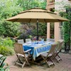 ABCCANOPY 3-Tiers 9FT Solar Patio Umbrella, Outdoor Umbrella with 32