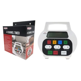 Chef Master Timer, Timer for Cooking, Kitchen Timer, Digital Timer Countdown Timer for Excercise, Cooking, Timer for Study Kids & Teacher, 4-Channel Digital Large Display Timer up to 10 Hour (90218)