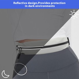 Reflective Running Belt - Adjustable Waterproof Elastic Band with Sweatproof Waist Pockets, Large Capacity & Headphone Cable Port - Perfect Running Belt for Running & Outdoor Activities, gray, Classic