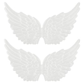 NUOBESTY 12PCS Plastic Angel Wings for Crafts Glitter Mini Angel Wing Ornament White Wings Party Favors for DIY Costume Backpack Accessary