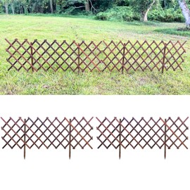 ShopLaLa Garden Fence - 2 Pack, Total 12ft (L) Wooden Lattice Flower Edging for Yard Lawn Landscape Patio Outdoor Decor, Expandable Plant Trellis Decorative Fences and Gates, Animal Barrier for Dogs