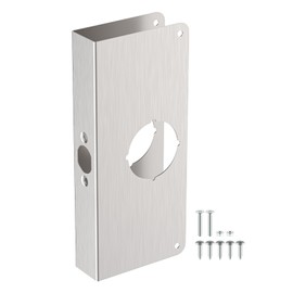 U 9585 Stainless Steel Lock and Door Reinforcement Plate for 1-3/8 in Thick Doors, Stainless Steel Finish for Reinforcing and Repairing Doors - 1 Pack