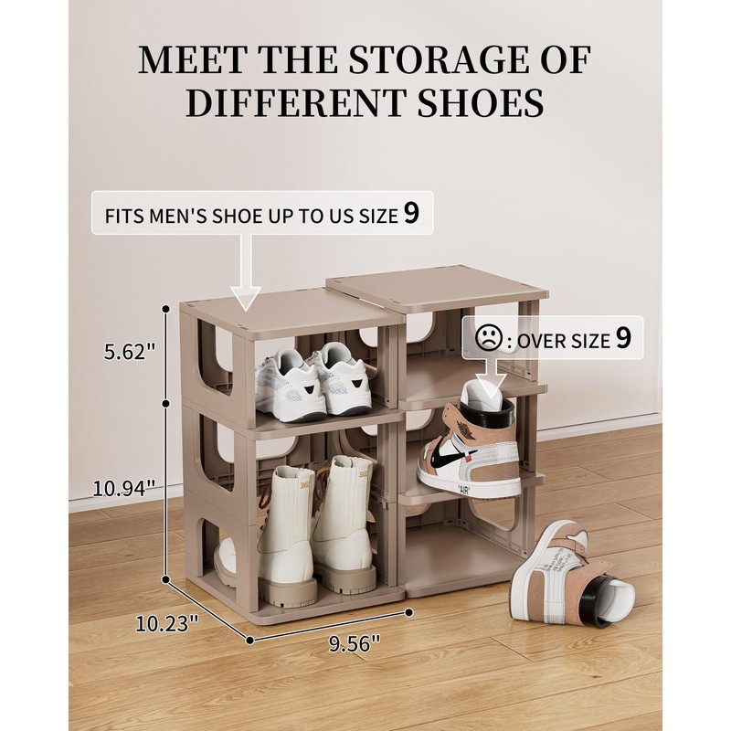 Narrow Shoe Rack - 5 Tiers Stackable Shoe Storage Stand