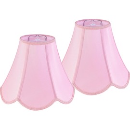 GO&SO 2Pcs Pink Lamp Shade Medium Scalloped Lamp Shade,6"Top x 13"Bottom x 10.6"Vertical Height (Spider),Bell Lamp Shades for Table Lamps&Floor lamp,Edge Petal Braid Modern lamp shade -Easy Assembly