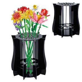 UNICRAFTALE Black Vase for Artificial Flowers Vases for Flower Bouquet Acrylic Puzzle Vases Vase Roses Display Stand for Cherry Blossom Sunflower Tulips Daffodils Lotus Home Decoration for Women