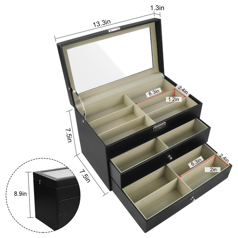 GRTCZYSL Sunglasses Organizer 18 Slots, Multiple Pairs Glasses Storage Case