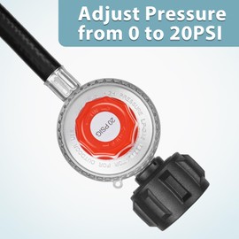 SHINESTAR 0-20 PSI Adjustable Propane Regulator and Hose with Brass Adapter, 4 Feet Gas Burner Hose Replacement for Turkey Fryer, Fish Cooker, Fire Pit, Forge and more