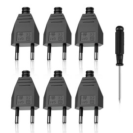 OMIGA Stecker Flach Eurostecker 6 Stücke Steckdosenleiste Flachstecker 250V 2.5A Stecker mit Schraubendreher Gelten Haushaltsgeräten Beleuchtungslampen Kleingeräten Steckdosen (Schwarz)