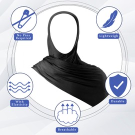 Handepo 2 Pcs Instant Hijab Jersey Hijab for Women Muslim Head Scarf Lightweight Long Soft Hijab Shawl Stretch Scarf Wrap (Black,White)