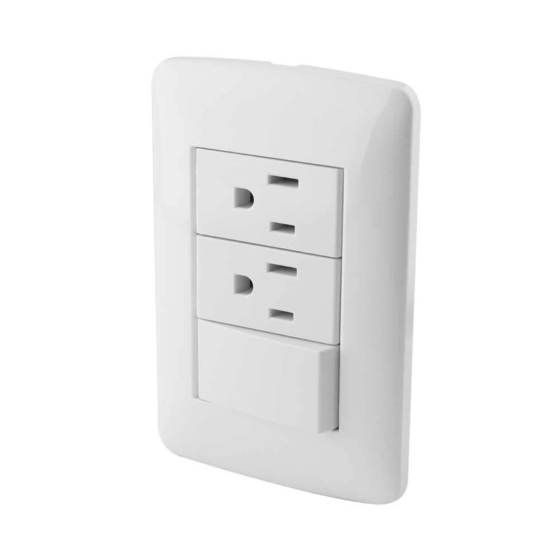 SANELEC, Apagador y 2 Contactos, Línea Nápoles, Diseño Simple, Apagadores