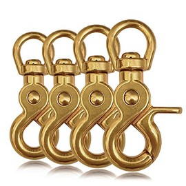 Ganzoo © Scissor Carabiner Hook with Swivel Joint / Swivel Head for Dog Lead / Collar Set of 4, Alloy Steel 61 mm Length, Also for Paracord 550 / Key Pendant, Colour: Gold