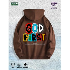GOD FIRST Graphic Hoodie 100% Cotton US Warehouse 7 ColorsColor: Brown, Size: Xl