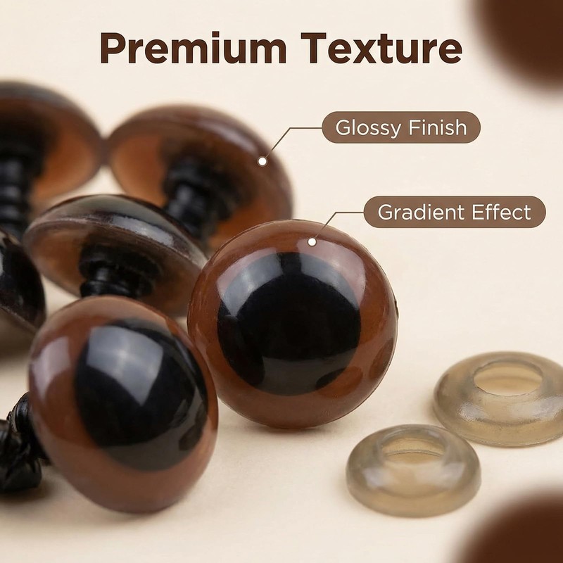 100Pcs Plastic Safety Eyes Craft Eyes with Washer for DIY