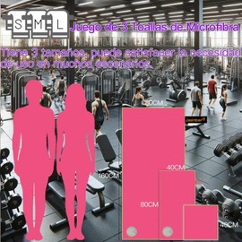 Jasinber Set de 3 Toallas de Microfibra, Toalla Deportiva Súper Absorbente, Toalla de Secado rápido para Acampar, Deporte, Playa, Gimnasio, Viajes (Rosa)